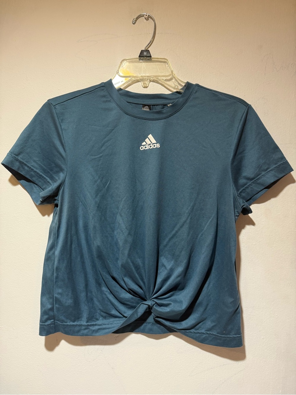 adidas Women’s Teal Knot-Front Short Sleeve Tee